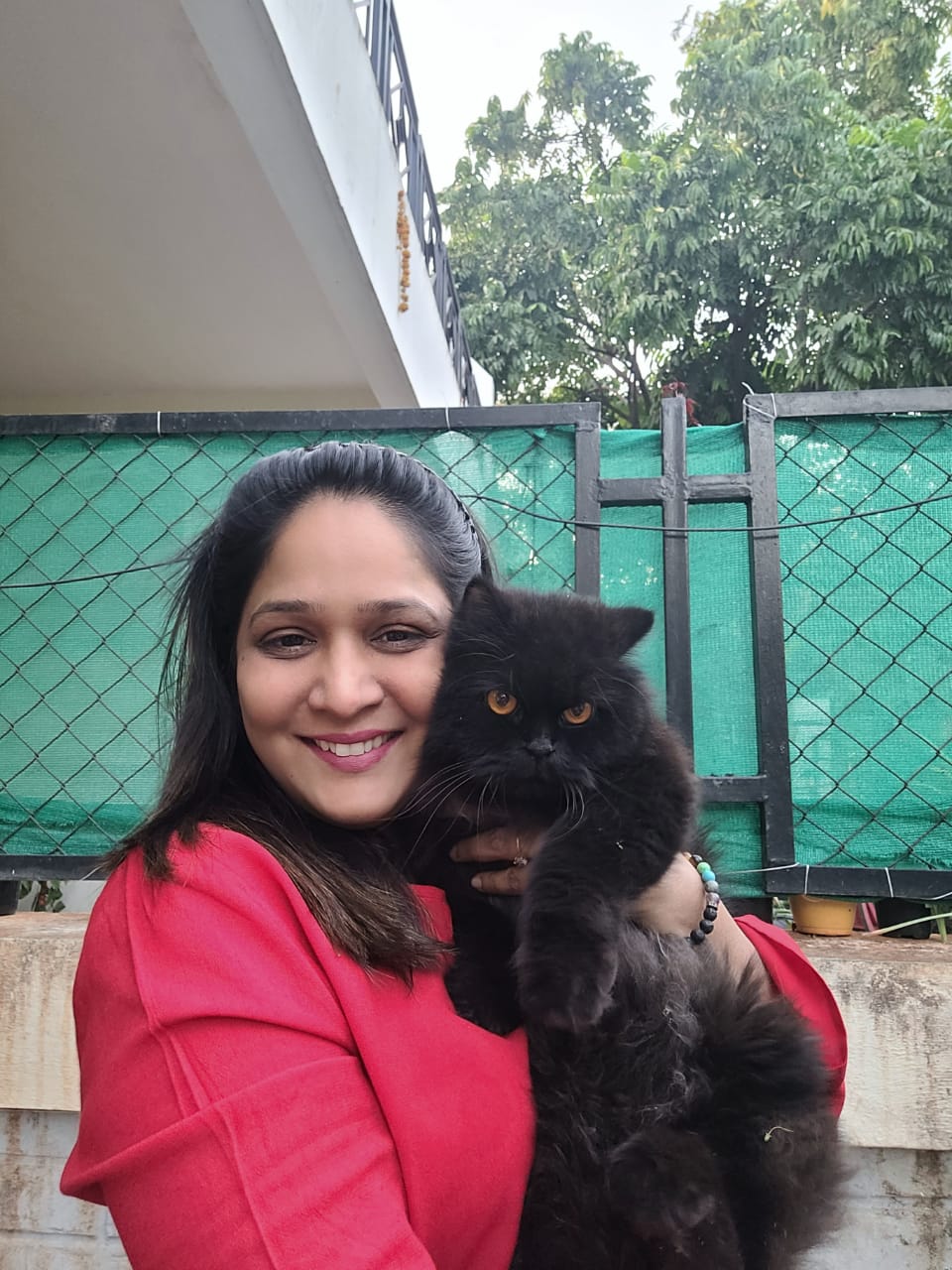 Yogita Janve with her cat Tara